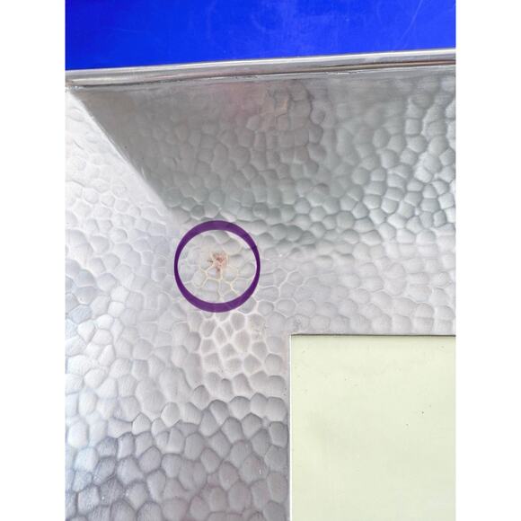 Retired Pottery Barn Frame Picture Silver Pounded Metal Hammered Rustic 12” - Picture 10 of 10